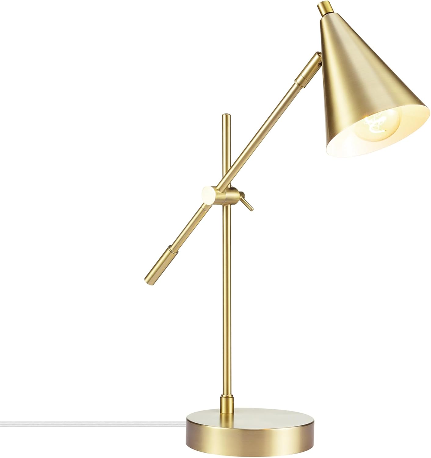 GLOBE Electric Novogratz x Tacoma 18″ Desk Lamp, Matte Brass, Adjustable Height, Balance Arm, Brass, Rotary Switch on Shade,52887