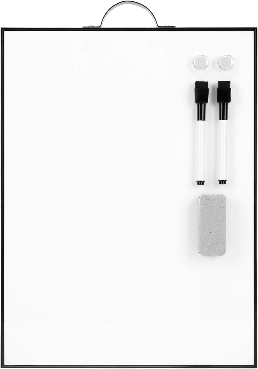 TSJ OFFICE Small White Board – 16″ X 12″ Portable Black Aluminum Framed Whiteboard, Magnetic Dry Erase Board with a Handle, to Do List Notepad for Office, Home, School
